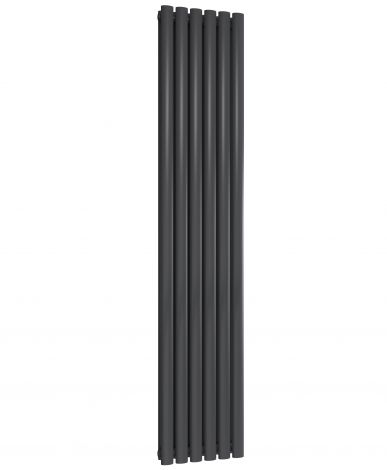 Chelsea Oval Anthracite Double Panel Vertical Mild Steel Designer Radiator 1800mm High x 354mm Wide