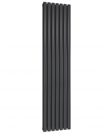 Bristol Oval Anthracite Double Panel Vertical Mild Steel Designer Radiators - 1800mm High
