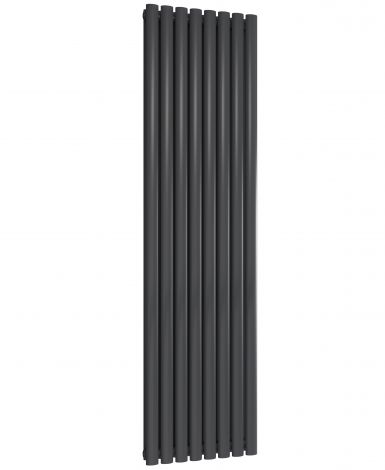 Chelsea Oval Anthracite Double Panel Vertical Mild Steel Designer Radiator 1800mm High x 472mm Wide