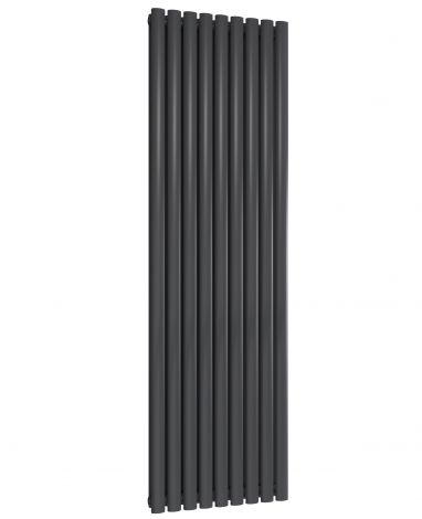 Chelsea Oval Anthracite Double Panel Vertical Mild Steel Designer Radiator 1800mm High x 531mm Wide