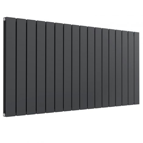 Cardiff double panel horizontal designer radiator in anthracite grey 600mm high x 1254mm wide