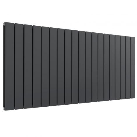 Cardiff double panel horizontal designer radiator in anthracite grey 600mm high x 1402mm wide