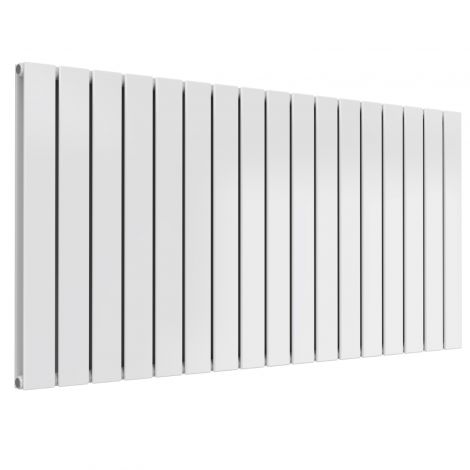 Cardiff double panel horizontal designer radiator in white 600mm high x 1254mm wide