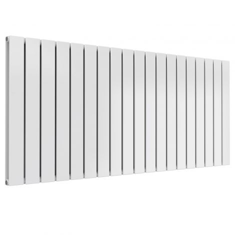 Cardiff double panel horizontal designer radiator in white 600mm high x 1402mm wide