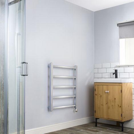 Cube PLUS Chrome Thermostatic Electric Towel Rail - 750mm high x 600mm wide