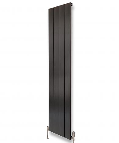 Leeds Black Satin Flat Vertical Double Panel Brushed Aluminium 1800mm High Radiators