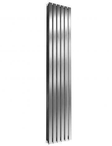 London Flat Bar Double Panel Brushed Satin Stainless Steel Vertical Designer Radiator 1800mm high x 354mm wide