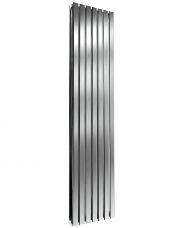 London Flat Bar Double Panel Brushed Satin Stainless Steel Vertical Designer Radiator 1800mm high x 413mm wide