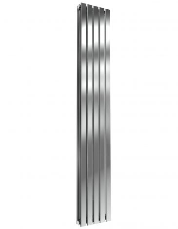 London Flat Bar Double Panel Polished Stainless Steel Vertical Designer Radiator 1800mm high x 295mm wide