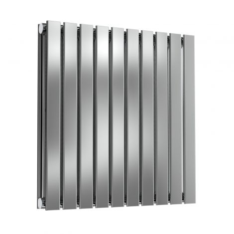 London Flat Bar Double Panel Polished Stainless Steel Horizontal Designer Radiator 600mm high x 590mm wide