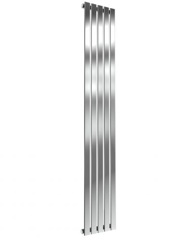 London Flat Bar Single Panel Polished Stainless Steel Vertical Designer Radiator 1800mm high x 295mm wide
