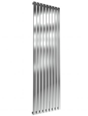London Flat Bar Single Panel Polished Stainless Steel Vertical Designer Radiator 1800mm high x 531mm wide