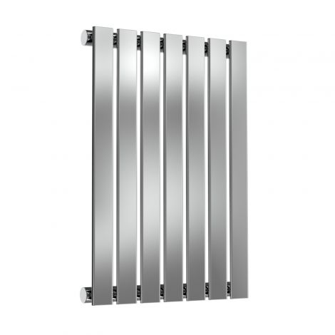 London Flat Bar Single Panel Polished Stainless Steel Horizontal Designer Radiator 600mm high x 413mm wide