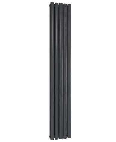 Manchester Oval Anthracite Double Panel Vertical Aluminium Designer Radiator 1800mm High X 286mm Wide