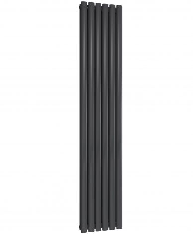 Manchester Oval Anthracite Double Panel Vertical Aluminium Designer Radiator 1800mm High X 345mm Wide