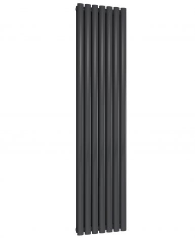 Manchester Oval Anthracite Double Panel Vertical Aluminium Designer Radiator 1800mm High X 404mm Wide