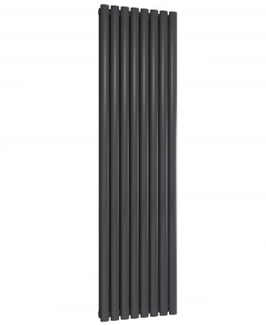 Manchester Oval Anthracite Double Panel Vertical Aluminium Designer Radiator 1800mm High X 463mm Wide