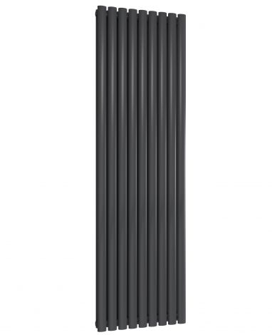 Manchester Oval Anthracite Double Panel Vertical Aluminium Designer Radiator 1800mm High X 522mm Wide