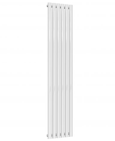 Manchester Oval White Single Panel Vertical Aluminium Designer Radiator 1800mm High X 345mm Wide
