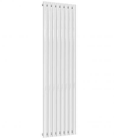 Manchester Oval White Single Panel Vertical Aluminium Designer Radiator 1800mm High X 463mm Wide