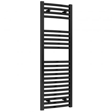 Premium - 400mm Wide Black Curved Ladder Thermostatic 7 Day Programmable Electric Towel Rails with Remote Control