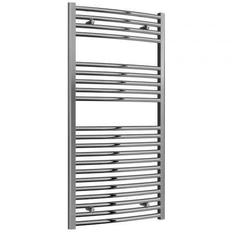 Premium - Chrome Curved Ladder Thermostatic Electric Towel Rails with Boost 1200mm High X 600mm Wide