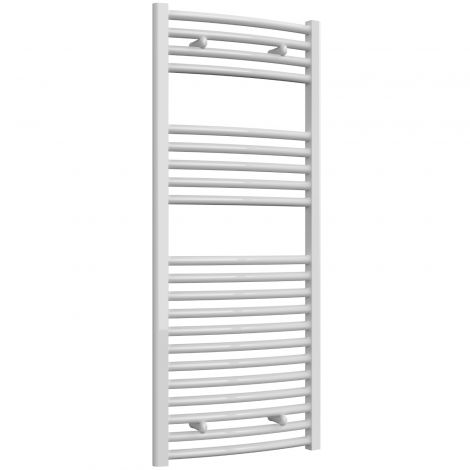 Premium - 500mm Wide White Curved Ladder Fixed Single Heat Electric Towel Rails