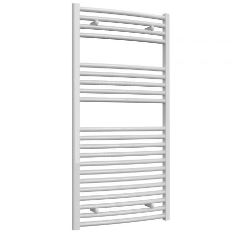 Premium - 600mm Wide White Curved Ladder Fixed Single Heat Electric Towel Rails