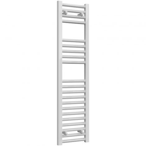 Premium - 300mm Wide White Straight Ladder Thermostatic 7 Day Programmable Electric Towel Rails with Remote Control