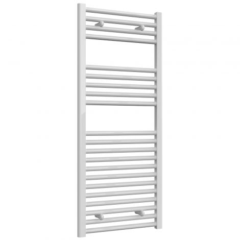 Premium - 500mm Wide White Straight Ladder Thermostatic 7 Day Programmable Electric Towel Rails with Remote Control