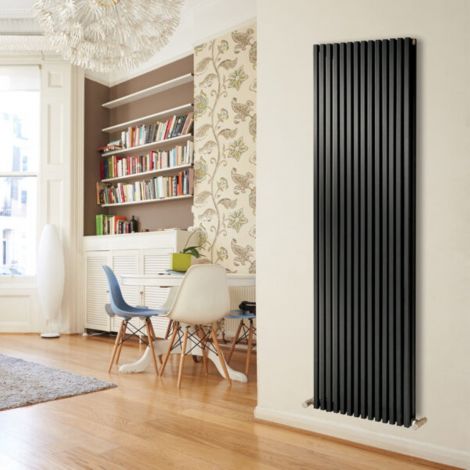 Sheffield black square bar double panel vertical designer radiator 