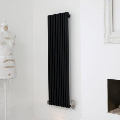 Sheffield black square bar single panel vertical designer radiator 