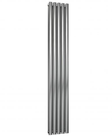 Winchester Oval Double Panel Brushed Satin Stainless Steel Vertical Designer Radiator 1800mm high x 295mm wide