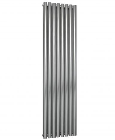 Winchester Oval Double Panel Brushed Satin Stainless Steel Vertical Designer Radiator 1800mm high x 472mm wide