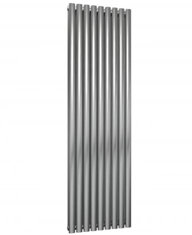 Winchester Oval Double Panel Brushed Satin Stainless Steel Vertical Designer Radiator 1800mm high x 531mm wide