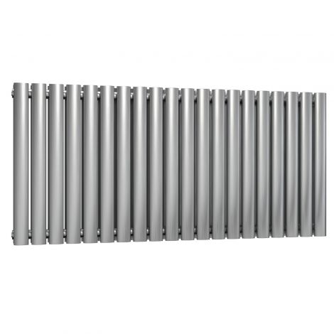 Winchester Oval Double Panel Brushed Satin Stainless Steel Horizontal Designer Radiator 600mm high x 1180mm wide