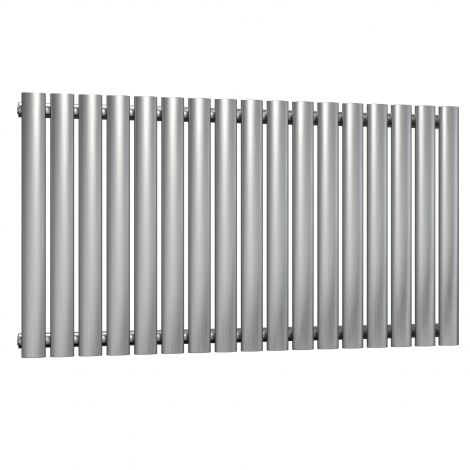 Winchester Oval Single Panel Brushed Satin Stainless Steel Horizontal Designer Radiator 600mm high x 1003mm wide