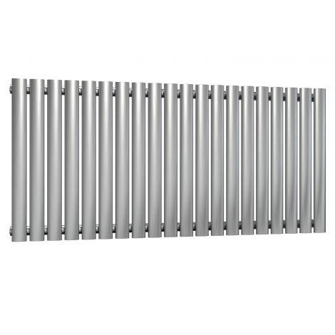 Winchester Oval Single Panel Brushed Satin Stainless Steel Horizontal Designer Radiator 600mm high x 1180mm wide