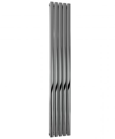 Winchester Oval Double Panel Polished Stainless Steel Vertical Designer Radiator 1800mm high x 295mm wide