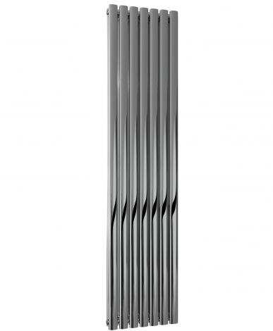 Winchester Oval Double Panel Polished Stainless Steel Vertical Designer Radiator 1800mm high x 413mm wide