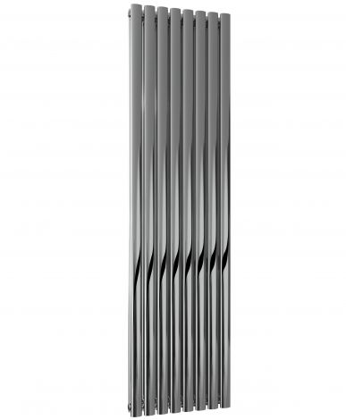 Winchester Oval Double Panel Polished Stainless Steel Vertical Designer Radiator 1800mm high x 472mm wide