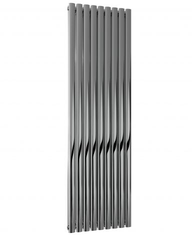 Winchester Oval Double Panel Polished Stainless Steel Vertical Designer Radiator 1800mm high x 531mm wide