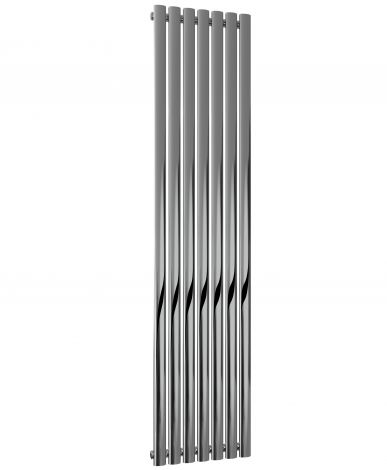 Winchester Oval Single Panel Polished Stainless Steel Vertical Designer Radiator 1800mm high x 413mm wide
