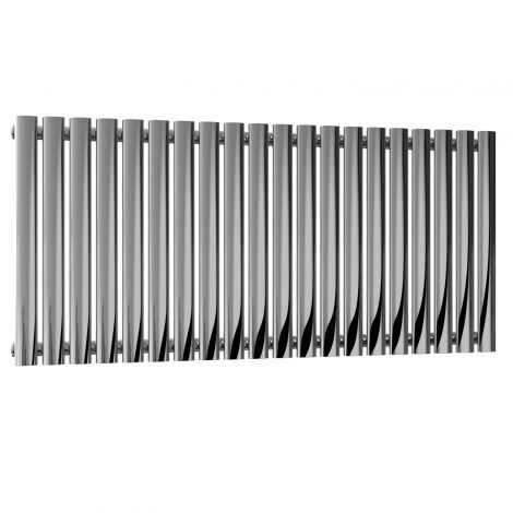 Winchester Oval Single Panel Polished Stainless Steel Horizontal Designer Radiator 600mm high x 1180mm wide