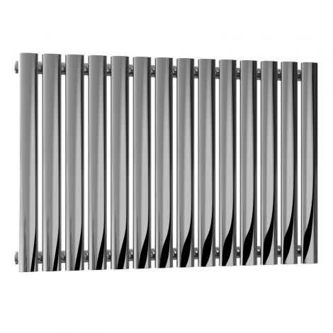 Winchester Oval Single Panel Polished Stainless Steel Horizontal Designer Radiator 600mm high x 826mm wide